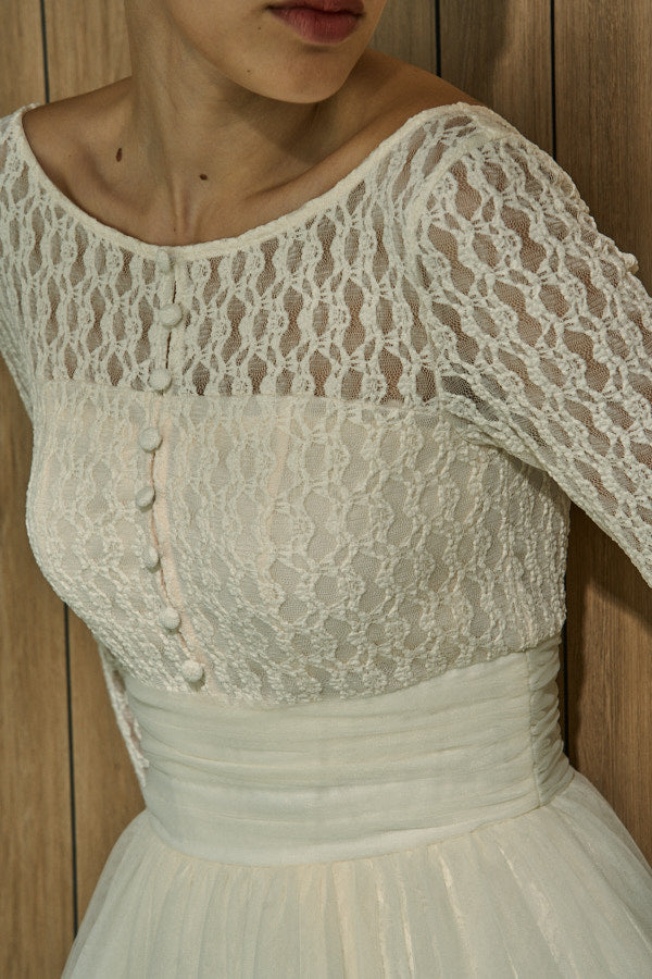 Ethereal Lace & Tulle One-piece  <br> -Ivory-