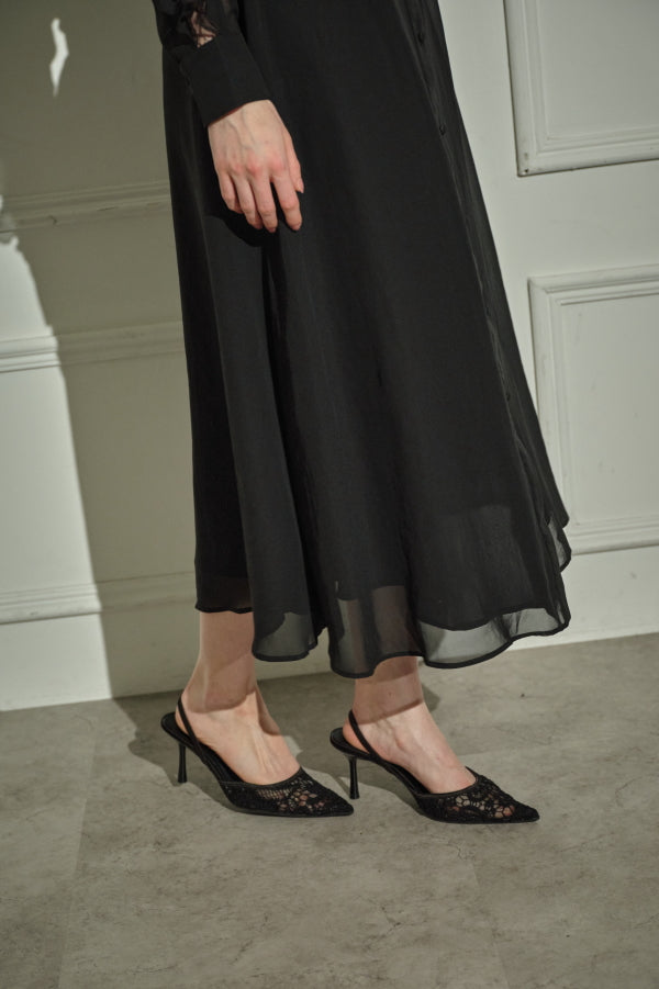 9/8 19時予約開始<br>Sheer Cascade Shirt One-piece <br> -Black-