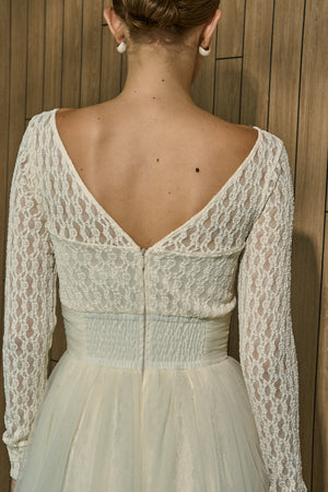 Ethereal Lace & Tulle One-piece  <br> -Ivory-