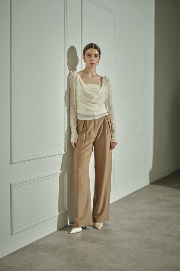 9/8 19時予約開始<br>Wool Blend Semi-Wide Pants <br> -Camel / 2size-