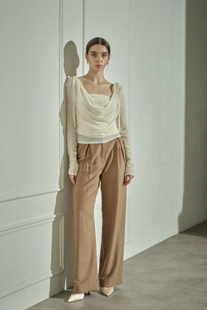 9/8 19時予約開始<br>Ribbon Shoulder Draped Top <br> -Ivory-