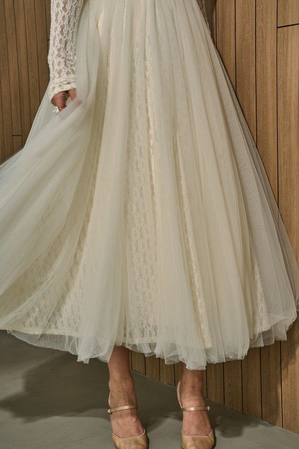 予約商品 Ethereal Lace & Tulle One-piece -Ivory- – ERADIE