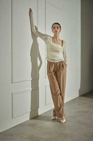 9/8 19時予約開始<br>Wool Blend Semi-Wide Pants <br> -Camel / 2size-