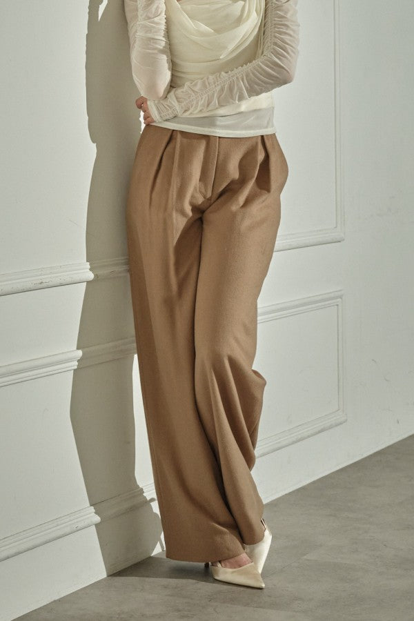9/8 19時予約開始<br>Wool Blend Semi-Wide Pants <br> -Camel / 2size-