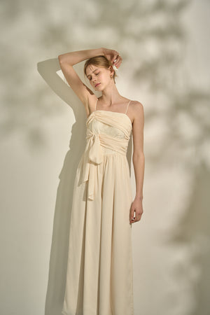 Lace Overlay Georgette Jumpsuit <br> -Ivory-