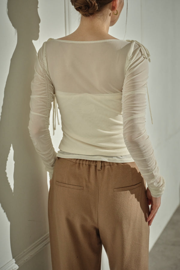 9/8 19時予約開始<br>Ribbon Shoulder Draped Top <br> -Ivory-