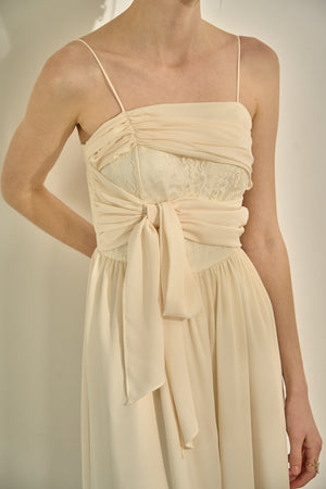 Lace Overlay Georgette Jumpsuit <br> -Ivory-