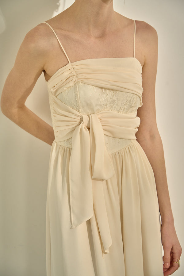 Lace Overlay Georgette Jumpsuit <br> -Ivory-