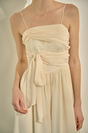 Lace Overlay Georgette Jumpsuit <br> -Ivory-