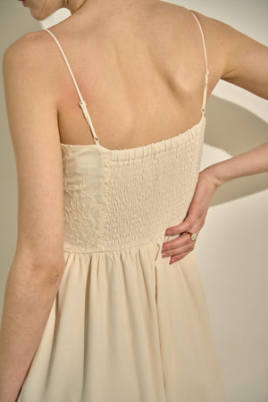 Lace Overlay Georgette Jumpsuit <br> -Ivory-