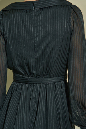 Asymmetrical Tie Satin Dress  <br> -Black-