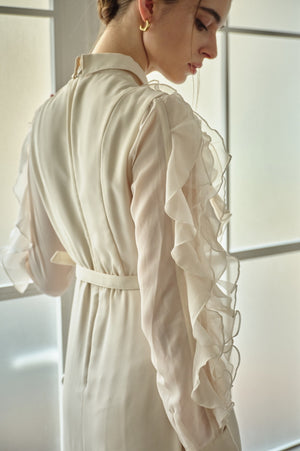 9/8 19時予約開始<br>Sheer Cascade Shirt One-piece <br> -Ivory-