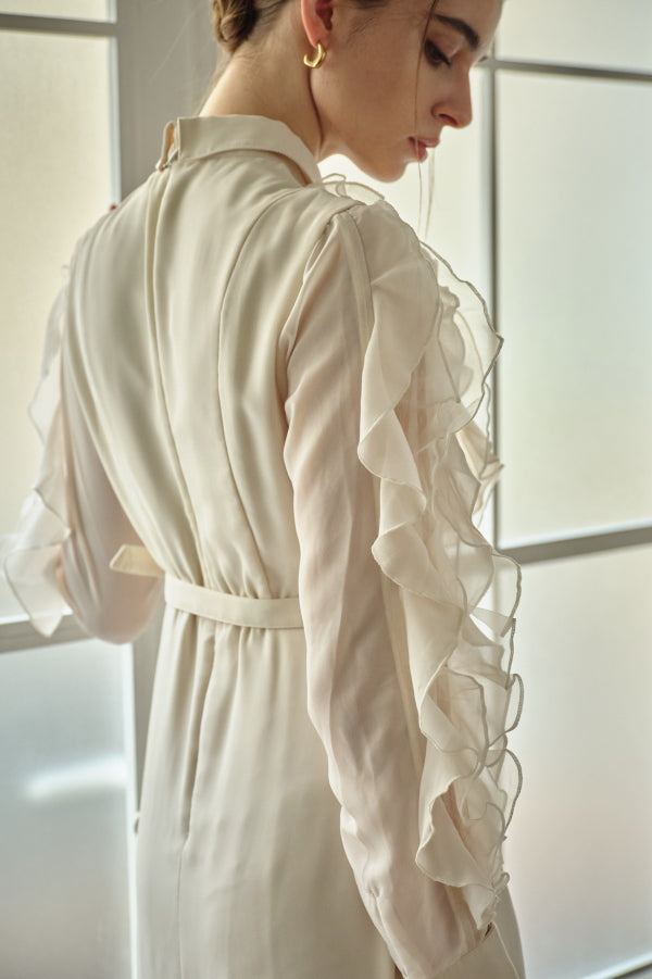 9/8 19時予約開始<br>Sheer Cascade Shirt One-piece <br> -Ivory-