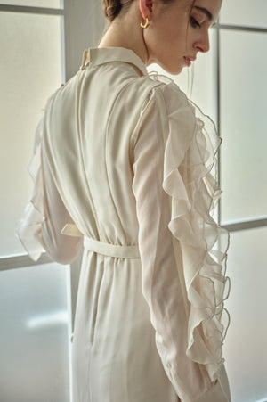 9/8 19時予約開始<br>Sheer Cascade Shirt One-piece <br> -Ivory-