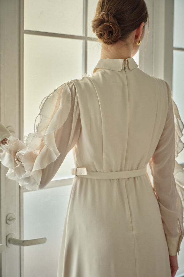 9/8 19時予約開始<br>Sheer Cascade Shirt One-piece <br> -Ivory-