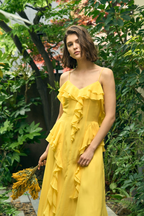 Raffle Chiffon One-Piece <br> -Yellow-