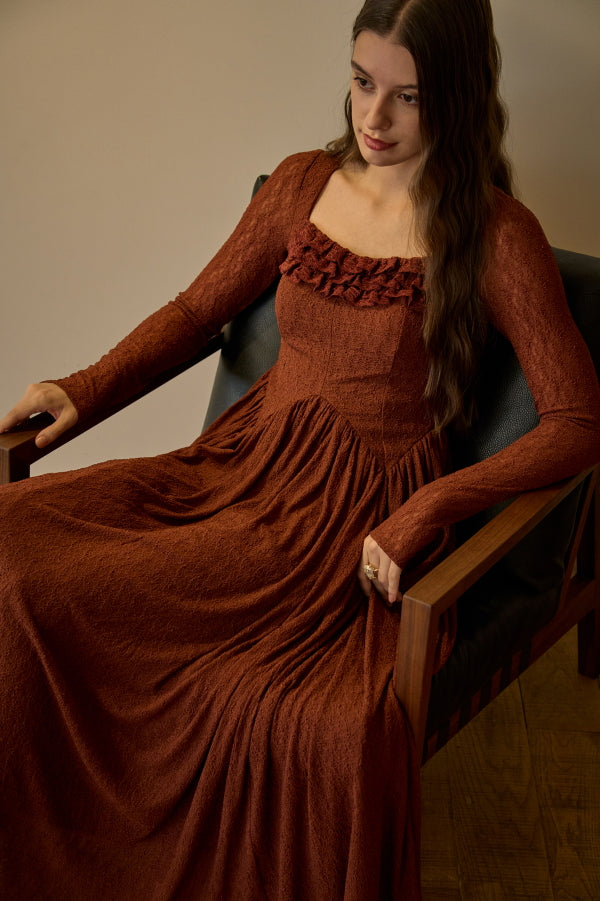 予約商品 <br>Heart Neck Lace One Piece <br> -Brick-