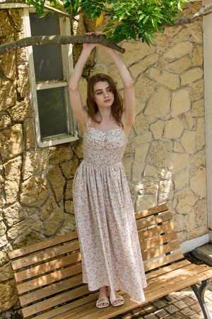 Printed Bustier Dress <br> -Off white.pt-