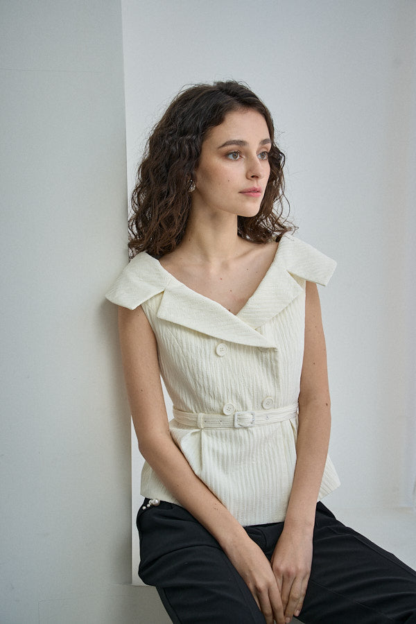 ERADIE オフショルワイドカラー TOP Ivory Off-shoulder wide collar TOP -Ivory- – ERADIE