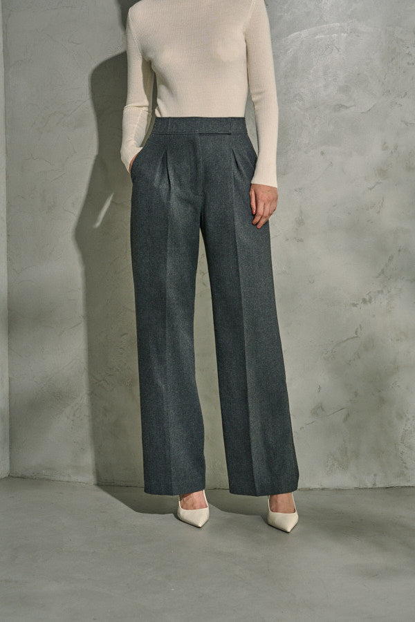 Tweed Long Pants  <br> -Charcoal- S/M 2size