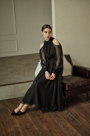 9/8 19時予約開始<br>Open Shoulder Lace Dress <br> -Black-