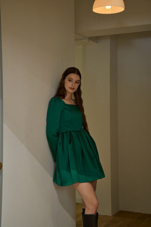 Satin Volume Mini One Piece <br> -Green-