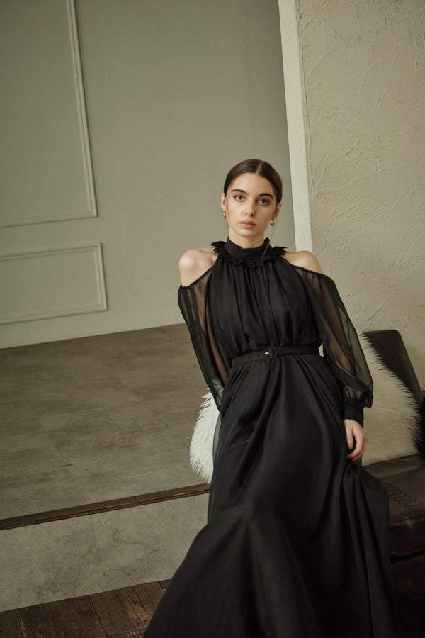 9/8 19時予約開始<br>Open Shoulder Lace Dress <br> -Black-
