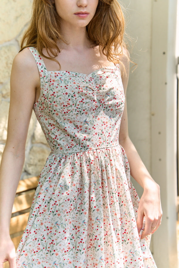Printed Bustier Dress <br> -Off white.pt-