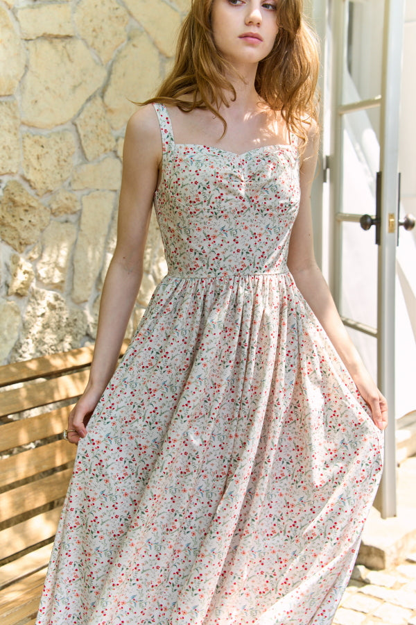 Printed Bustier Dress <br> -Off white.pt-