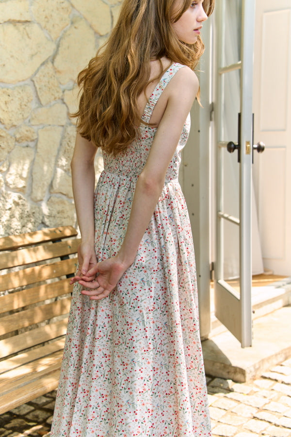 Printed Bustier Dress <br> -Off white.pt-