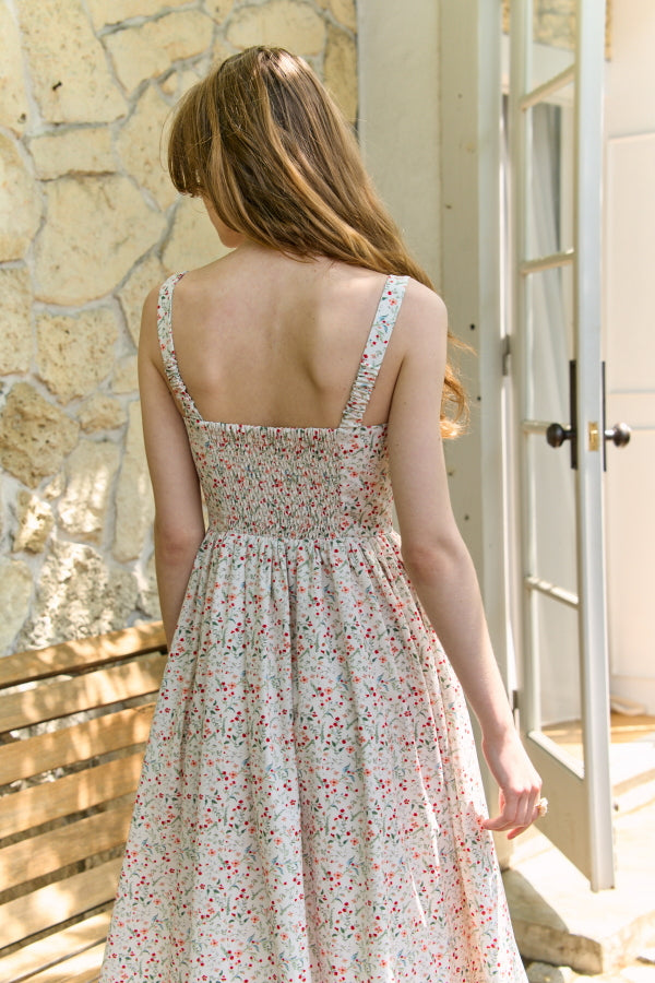 Printed Bustier Dress <br> -Off white.pt-
