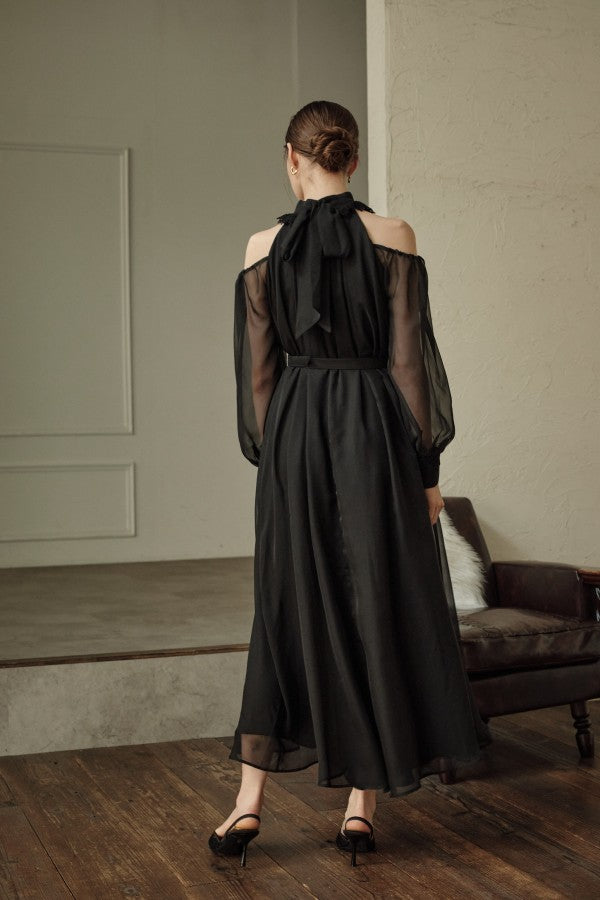 9/8 19時予約開始<br>Open Shoulder Lace Dress <br> -Black-