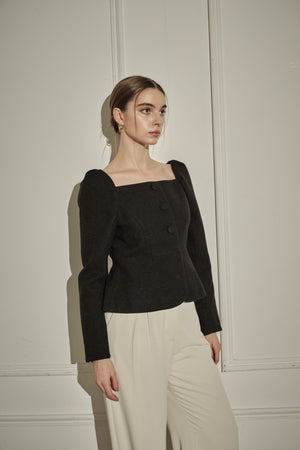 9/8 19時予約開始<br>Square Peplum Minimal Jacket <br> -Black-