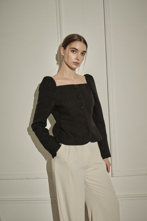 9/8 19時予約開始<br>Square Peplum Minimal Jacket <br> -Black-