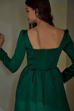 Satin Volume Mini One Piece <br> -Green-