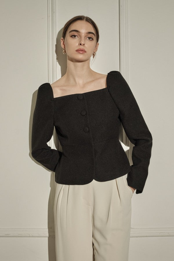 9/8 19時予約開始<br>Square Peplum Minimal Jacket <br> -Black-