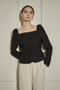 9/8 19時予約開始<br>Square Peplum Minimal Jacket <br> -Black-