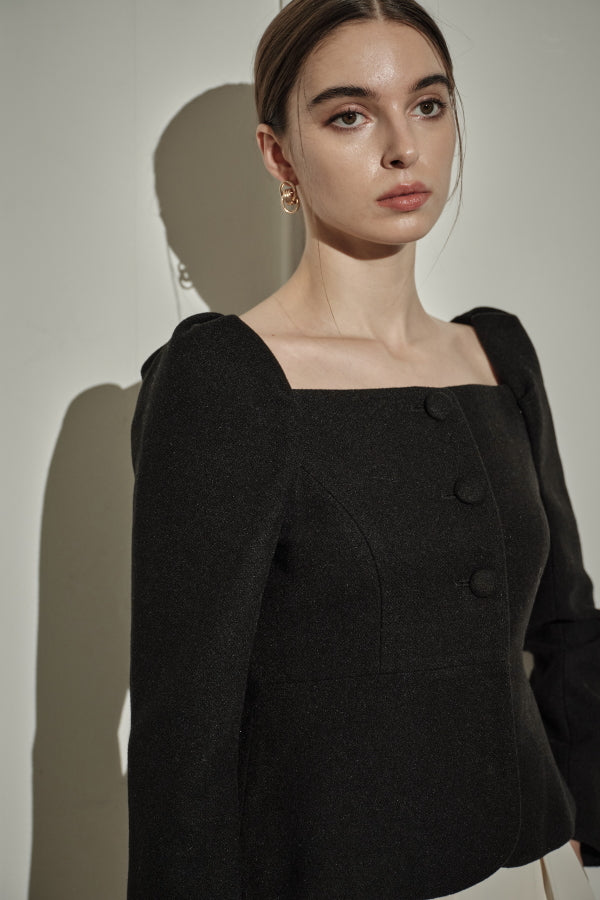 9/8 19時予約開始<br>Square Peplum Minimal Jacket <br> -Black-