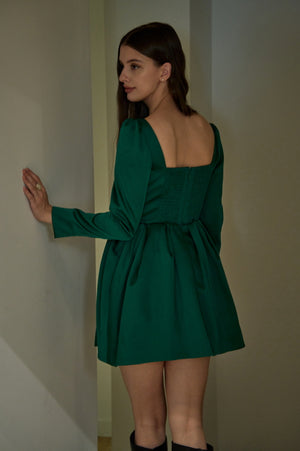 Satin Volume Mini One Piece <br> -Green-