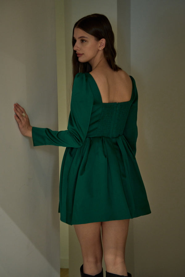 Satin Volume Mini One Piece <br> -Green-
