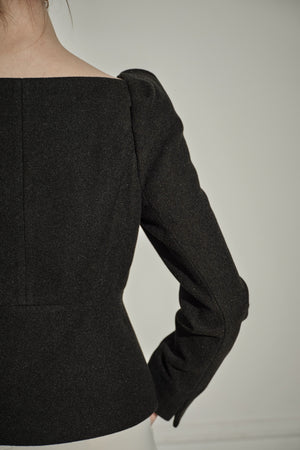 9/8 19時予約開始<br>Square Peplum Minimal Jacket <br> -Black-