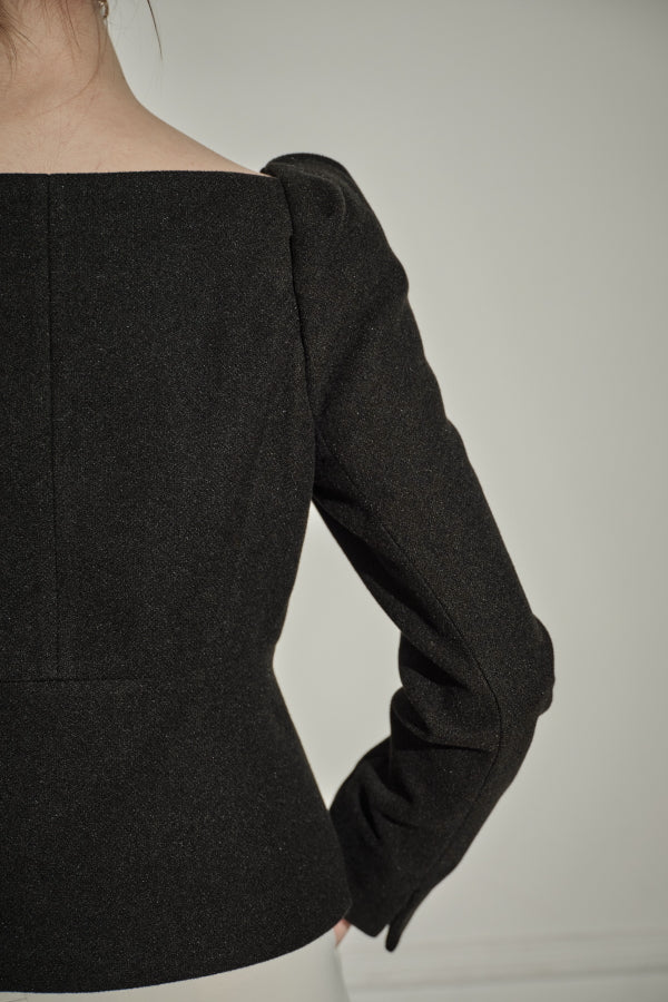 9/8 19時予約開始<br>Square Peplum Minimal Jacket <br> -Black-