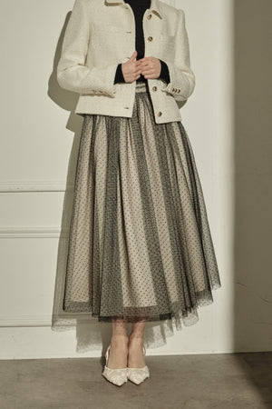 9/8 19時予約開始<br>Prism Veil Tulle Skirt <br> -Beige-