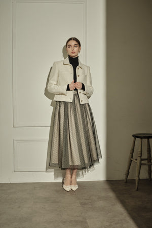 9/8 19時予約開始<br>Éclat Wool Tweed Jacket <br> -Off white-
