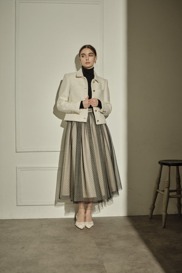 9/8 19時予約開始<br>Éclat Wool Tweed Jacket <br> -Off white-