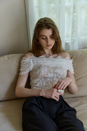 Lace Off-Shoulder Top <br> -White-
