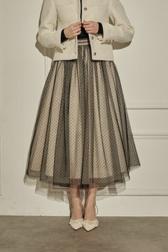 9/8 19時予約開始<br>Prism Veil Tulle Skirt <br> -Beige-