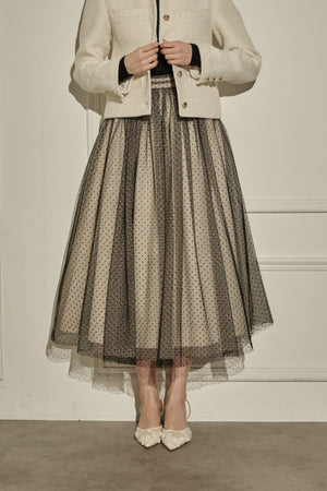9/8 19時予約開始<br>Prism Veil Tulle Skirt <br> -Beige-