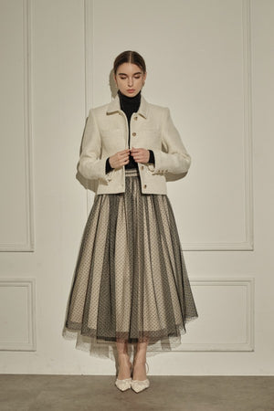 9/8 19時予約開始<br>Prism Veil Tulle Skirt <br> -Beige-