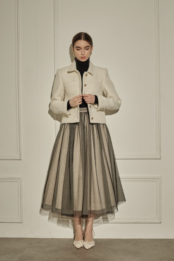 9/8 19時予約開始<br>Prism Veil Tulle Skirt <br> -Beige-